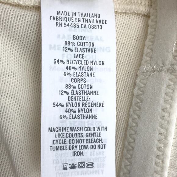 Aerie Rib Eyelash Lace Trim Longline Bralette XL Heather Frost Cream Stretch NWT - Picture 6 of 6